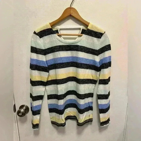 T by Talbots Tops - T by Talbots women’s small striped long sleeve shirt yellow white blue black